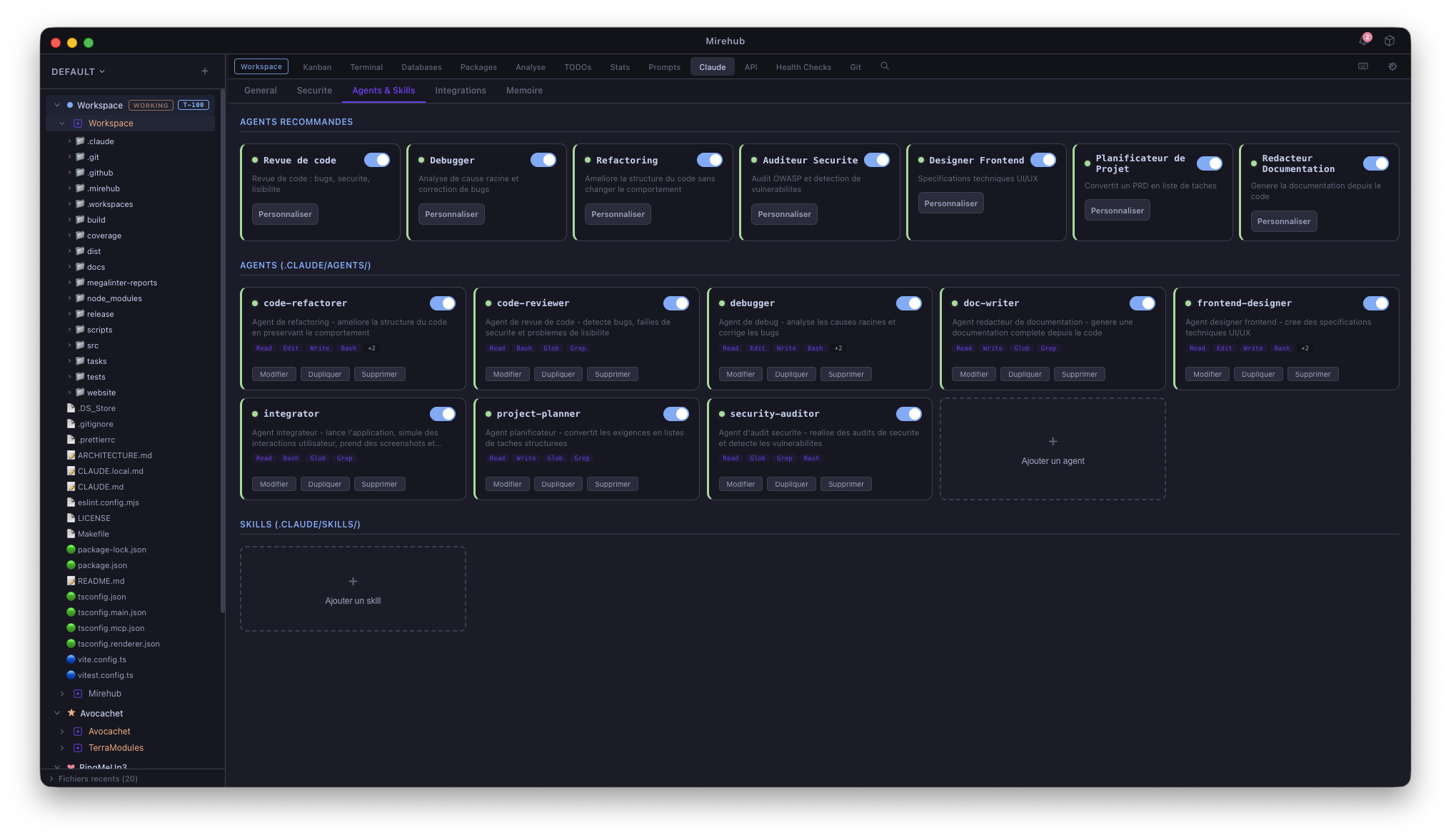Claude AI — Panneau de contrôle avec profils et permissions
