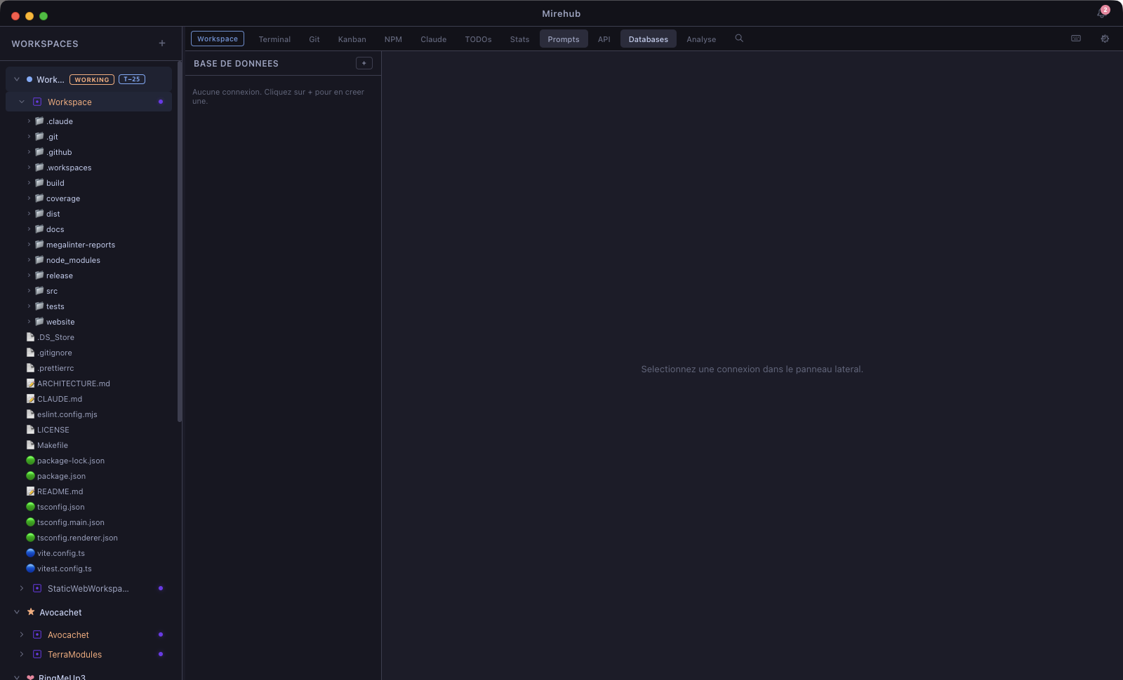 Vue Database Explorer avec chat IA