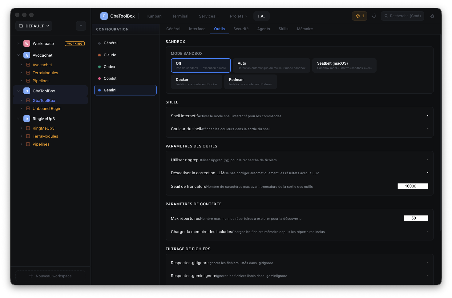 Gemini — Tools and sandbox