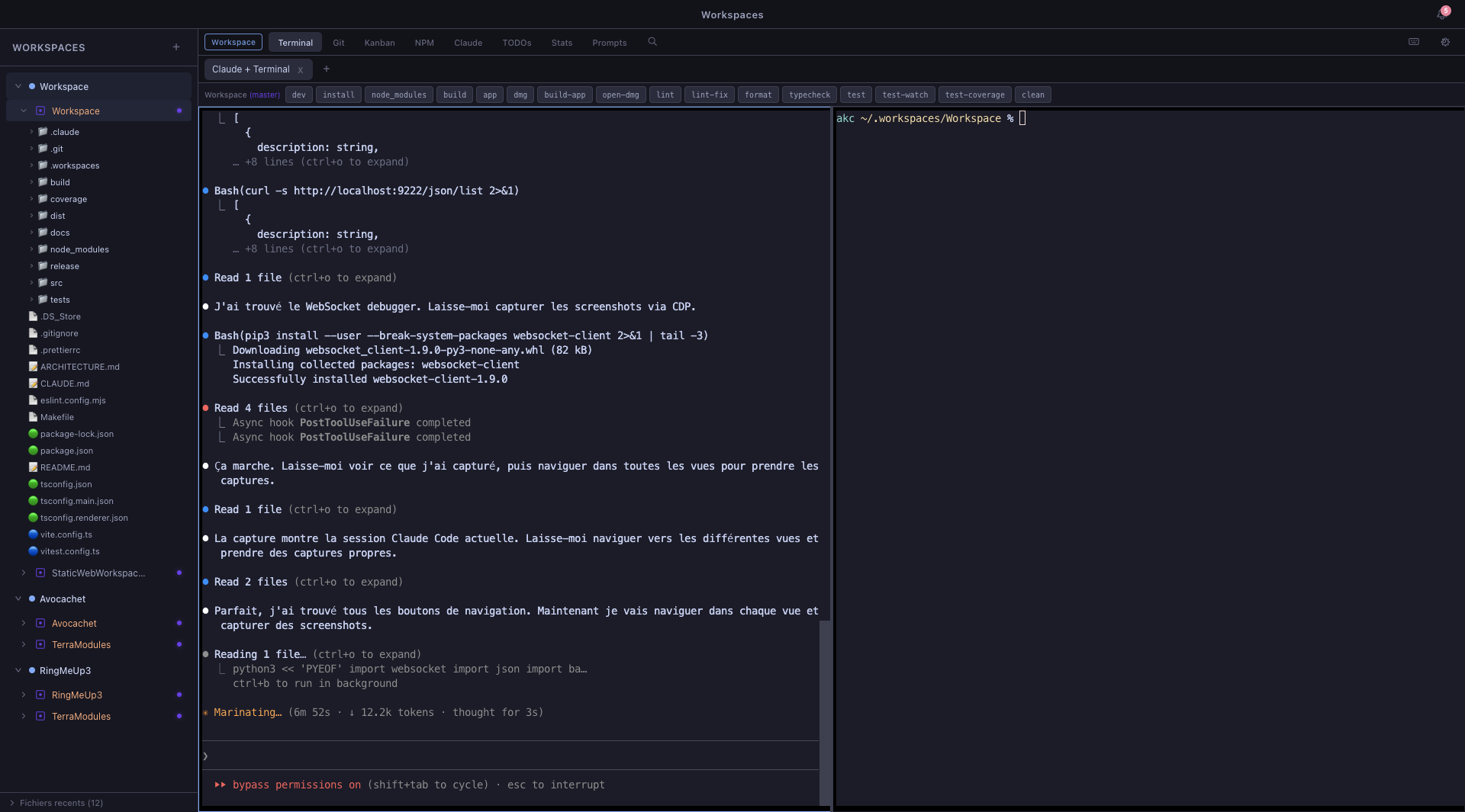 Multi-workspace avec arborescence et fichiers récents